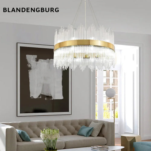 Lustre design rond de luxe en cristal 60cm - vue 3 sur 3
