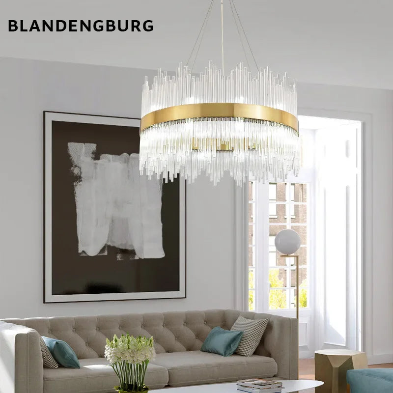 Lustre design rond de luxe en cristal 60cm - vue 3 sur 3