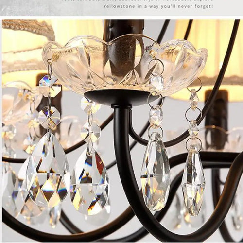 lustre rétro en fer et cristal style américain créatif - vue 7 sur 12