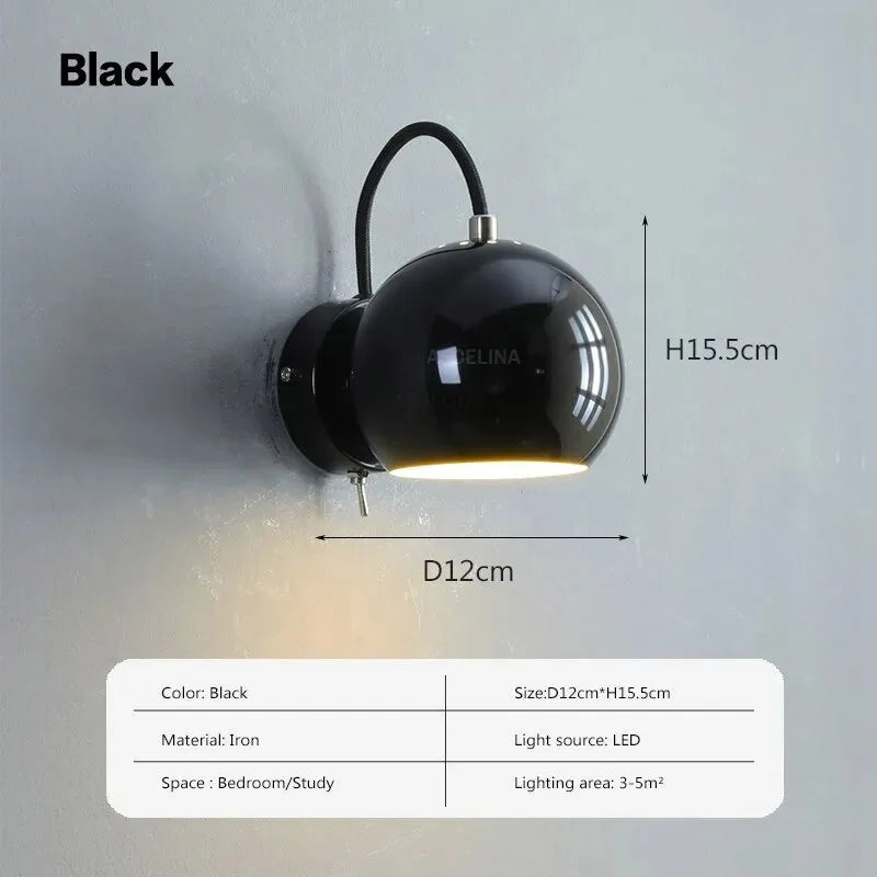 Minimalist nordic rotatable iron LED wall light - vue 9 sur 9