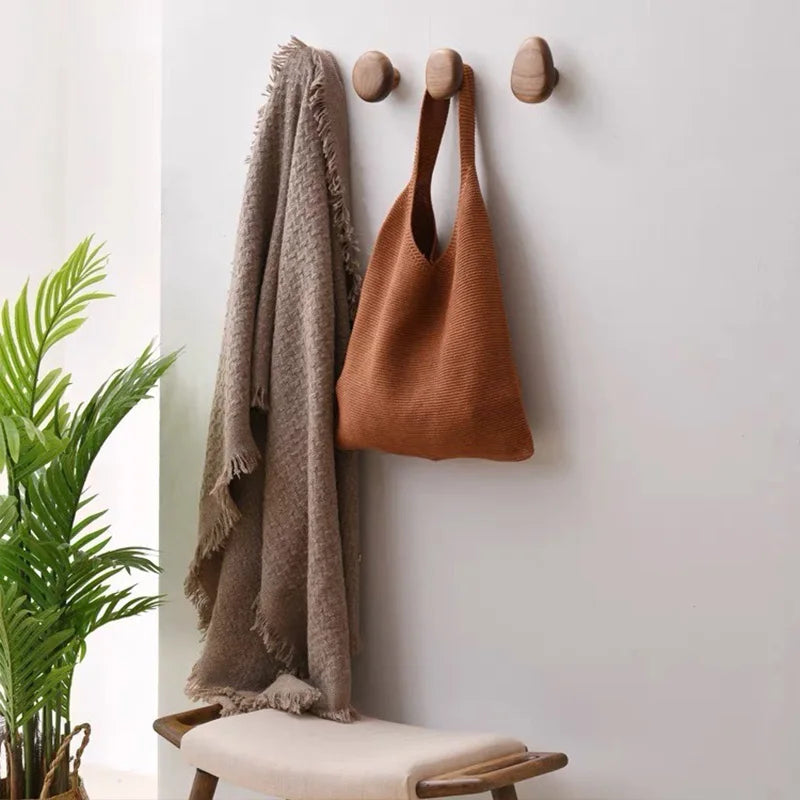 porte-manteau mural en bois naturel pour rangement décoratif - vue 5 sur 12