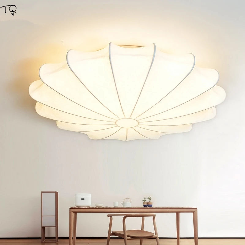 Plafonnier Japonais coréen chaud classique Zen Art tissu soie Led - vue 6 sur 5