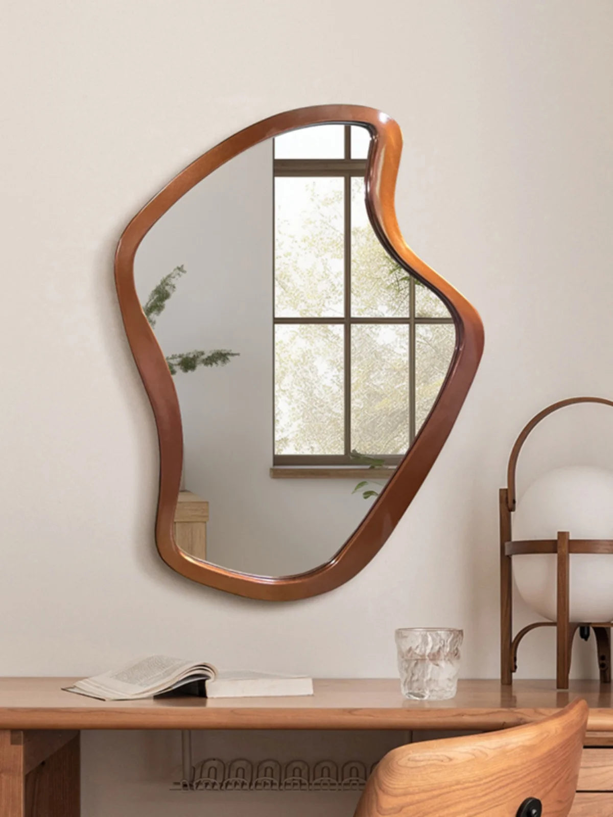 Creative nordic minimalist wall mirror with LED lighting - vue 5 sur 8