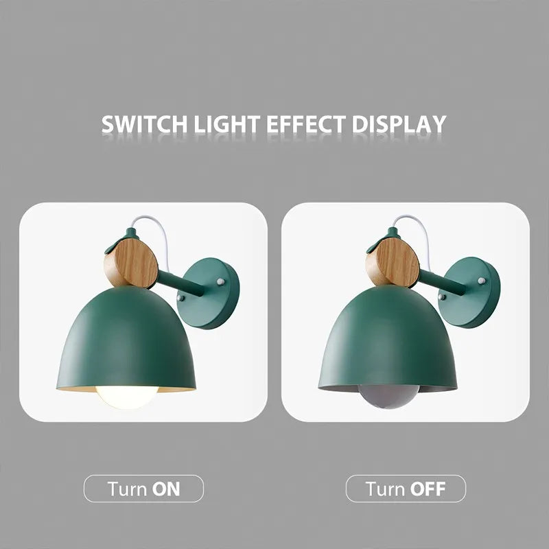 Lampe de applique murale LED nordique en bois Macaron lumière chambre chevet rotatif Deocr lampe salon couloir allée maison luminaire - vue 6 sur 10