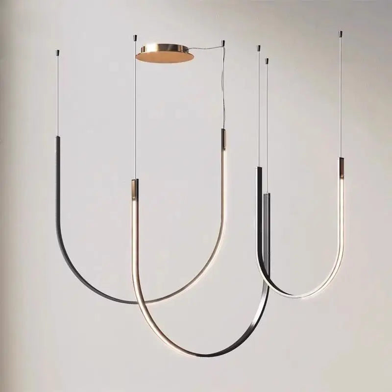 lustre design moderne en forme de u pour espaces industriels et créatifs - vue 3 sur 9