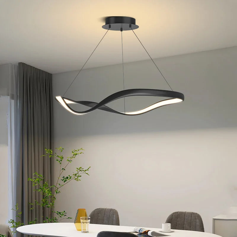 lustre led moderne aluminium anneau irrégulier simple réglable