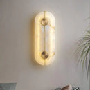 Applique murale LED ronde en marbre et cuivre doré