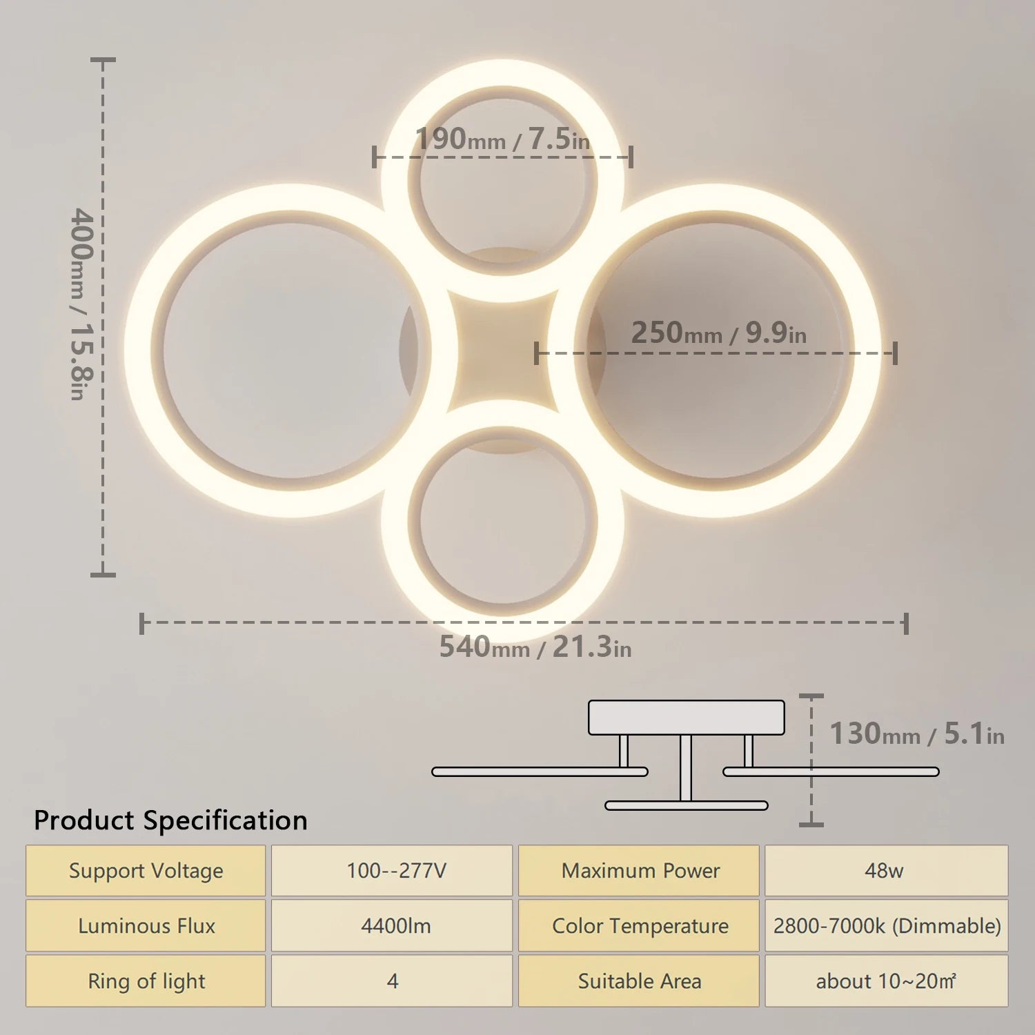 Plafond moderne à LEDs lampe luminosité continue dimmable télécommande plafonniers pour salon chambre cuisine salle à manger - vue 5 sur 13