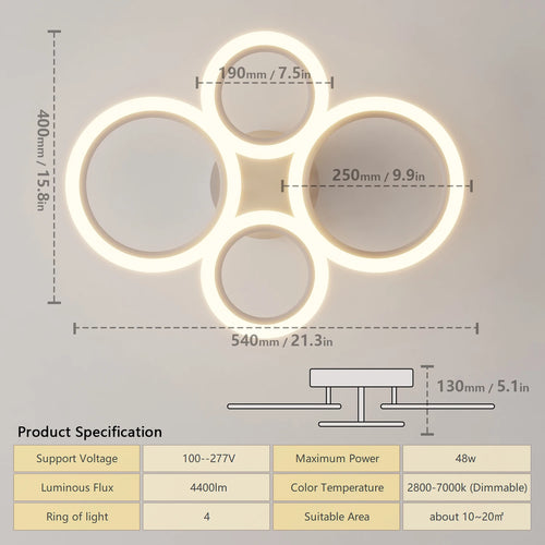 Plafond moderne à LEDs lampe luminosité continue dimmable télécommande plafonniers pour salon chambre cuisine salle à manger