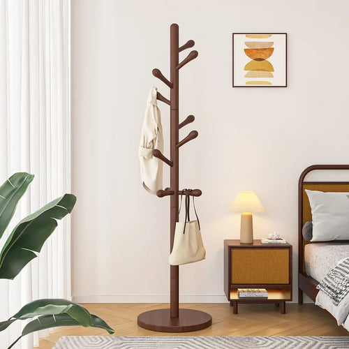 Solid Wood Clothes Hanger, Floor Standing Rack, Household Clothes Rack, Vertical Clothes Pole, Bedroom Rack Coat Rack Stand - vue 6 sur 8