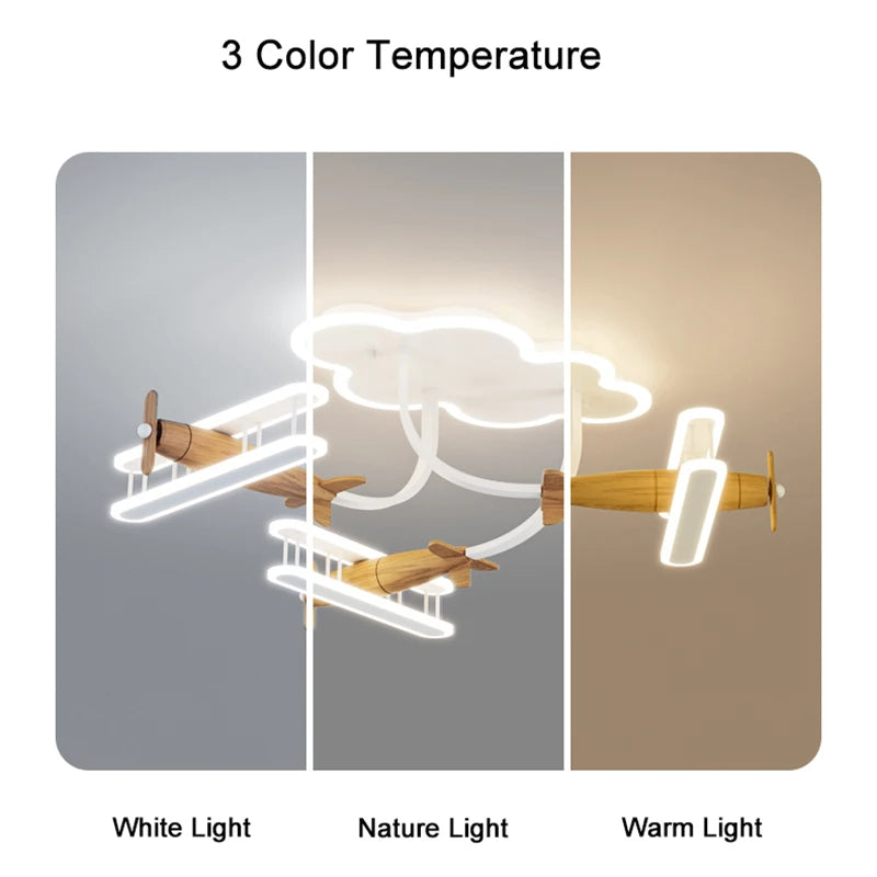 Creative Airplane Pendant Lamps Wooden Plane AC 220V 50W Children's Bedroom Ceiling Hanging Light Boy Girl Room Decorative Light - vue 6 sur 10