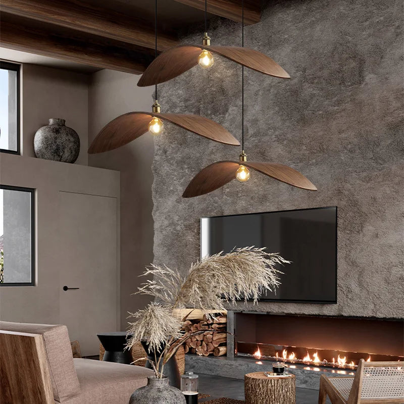 Suspension Imitation bois lampe de salle à manger cuisine Restaurant Bar lampe suspendue chapeau de paille décor à la maison luminaires E27 - vue 6 sur 10