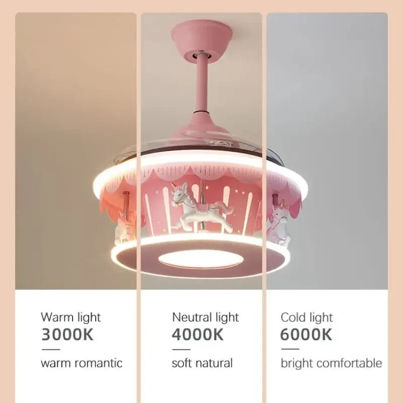 plafonnier led carrousel créative dessin animé luminaire pour filles