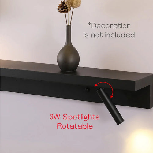 Rotating wall light with shelf and spotlight switch for decoration - vue 4 sur 14