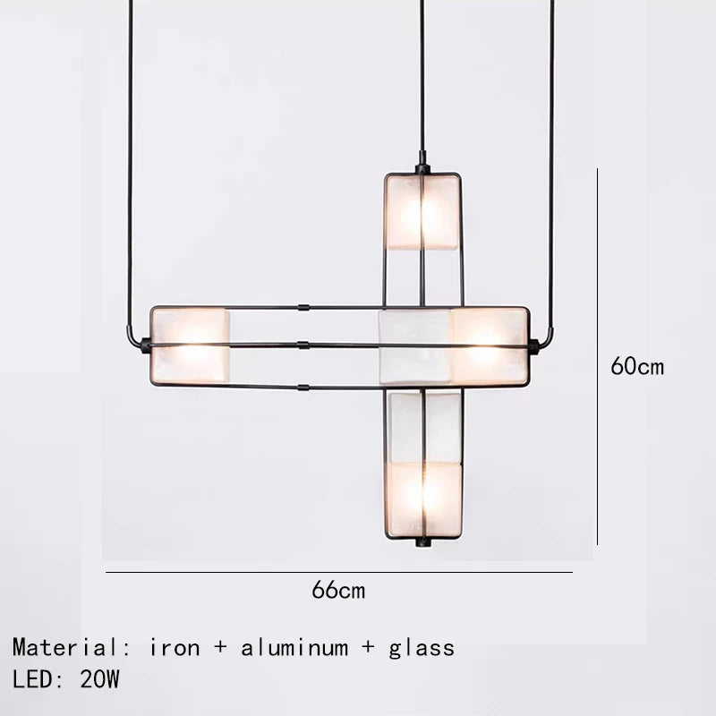 Lustre Art déco d'intérieur en verre blanc or noir en métal pour Hall d'hôtel salle à manger cuisine Bar lampe suspendue - vue 10 sur 12