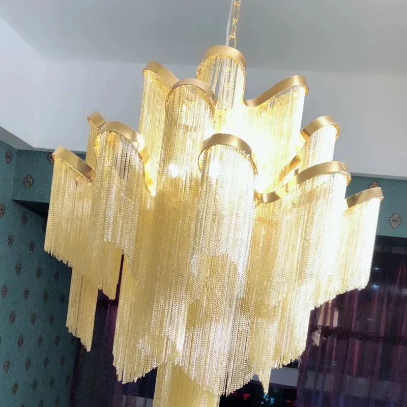 lustre à led pampilles industrielles éclairage intérieur décoration moderne - vue 6 sur 12