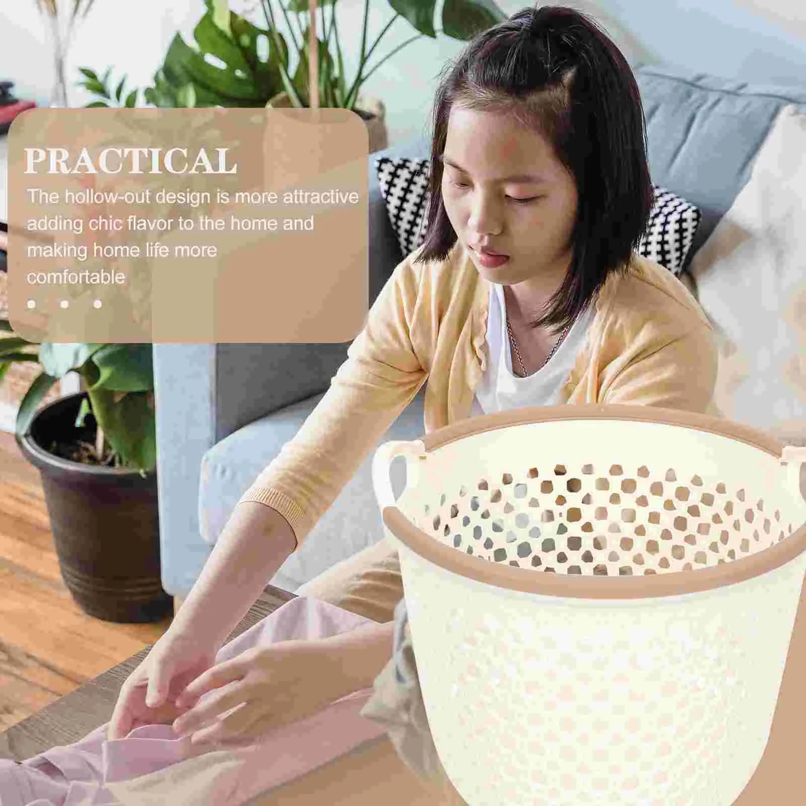 panier à linge portable pour rangement de couvertures et vêtements - vue 7 sur 7
