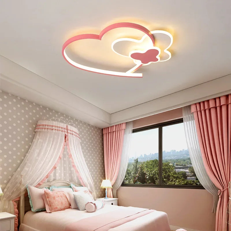plafonnier LED chambre enfants en forme de coeur rose - vue 6 sur 10