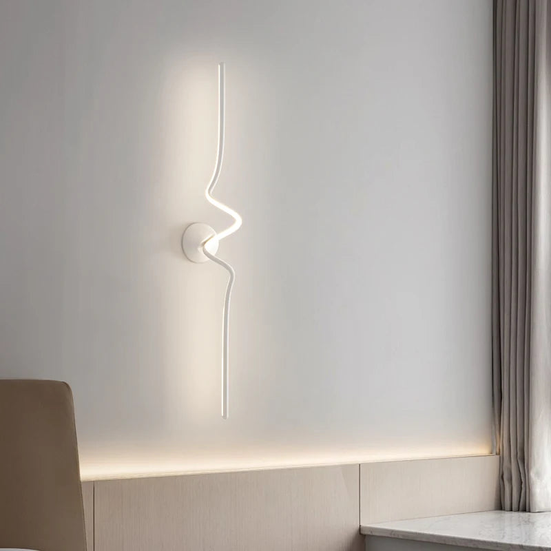 Modern Black White Spiral Wall Lamps 75cm 95cm Long Living Room TV Background Wall Lights Simple Bedroom Bedside Light 220V - vue 3 sur 10