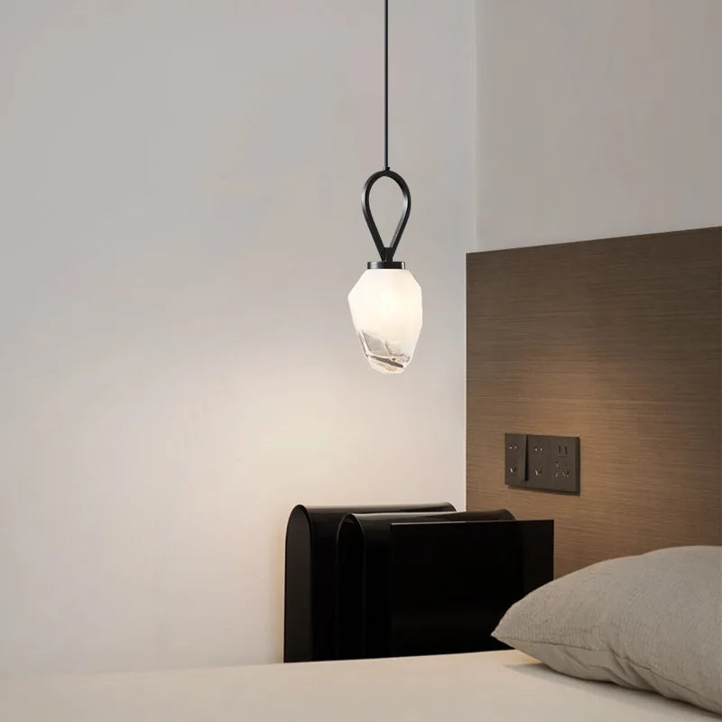 suspension en verre avec fil de cuivre noir doré réglable - vue 5 sur 7