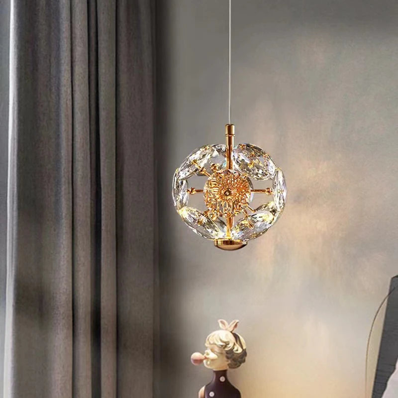 lampe de chevet suspendue cristal lumière gradation télécommande - vue 3 sur 8
