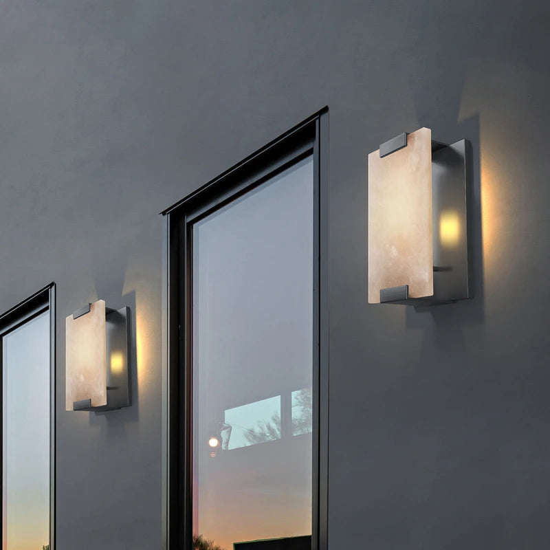 applique murale led en marbre naturel et cuivre pour intérieur - vue 4 sur 16