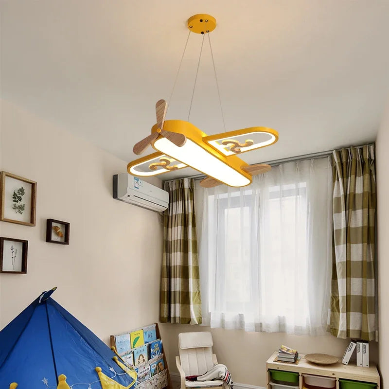 plafonnier en bois minimaliste avion pour chambre d enfants - vue 5 sur 9