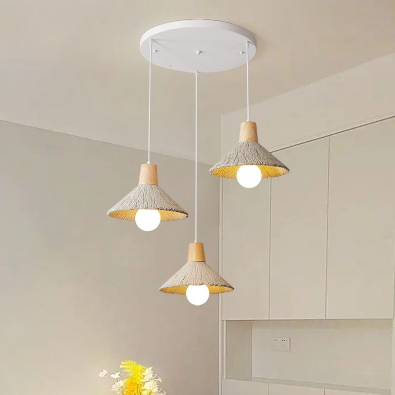 lustre nordique pastoral multi-têtes lampes décoratives simples - vue 4 sur 9