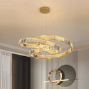 Modern postmodern luxury minimalist nordic crystal LED chandelier for living room or villa, circular ring
