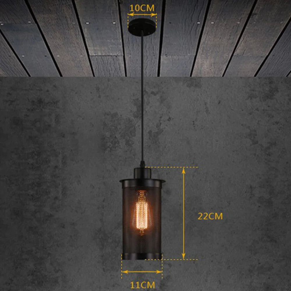 E27 Industrial Cage Ceiling Pendant Light,Wire Cage Loft Pendant Lamp Shade Small Hanging Lighting Fixture - vue 6 sur 6