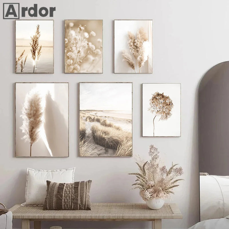 affiche d'art de fleurs séchées pour décoration murale