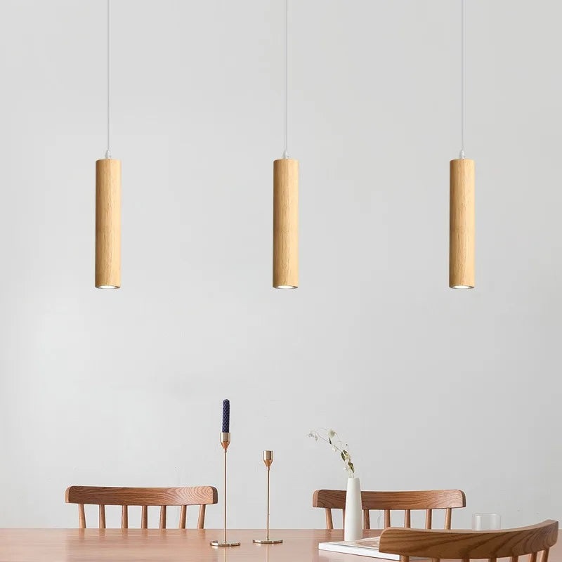 Suspension LED grain de bois design nordique moderne
