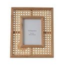 5x7 in Boho Rattan Picture Frame with Wooden Border, Wall Photo Frames for Family Photo Gifts Rattan Wall Decor