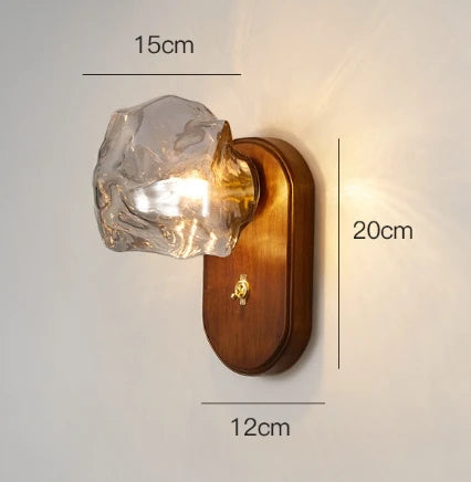 Japanese ice cube design wooden wall light for minimalist decor - vue 7 sur 7
