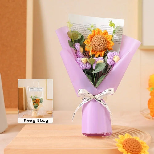 bouquet de tournesols au crochet fait main pour cadeaux et décorations - vue 13 sur 13