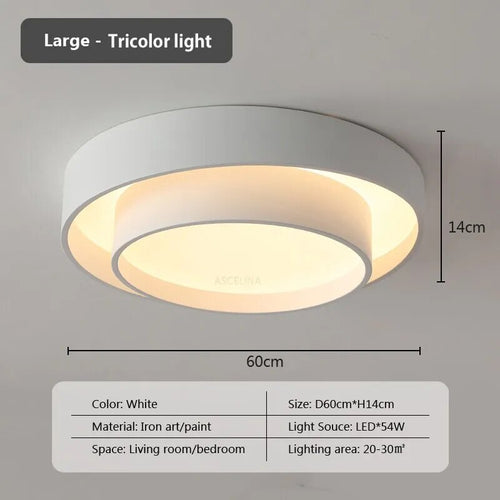 Plafonnier moderne led minimaliste blanc double rond - vue 14 sur 18