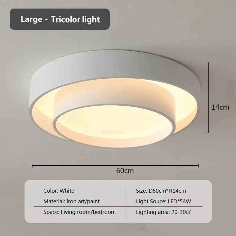 Plafonnier moderne led minimaliste blanc double rond - vue 13 sur 18