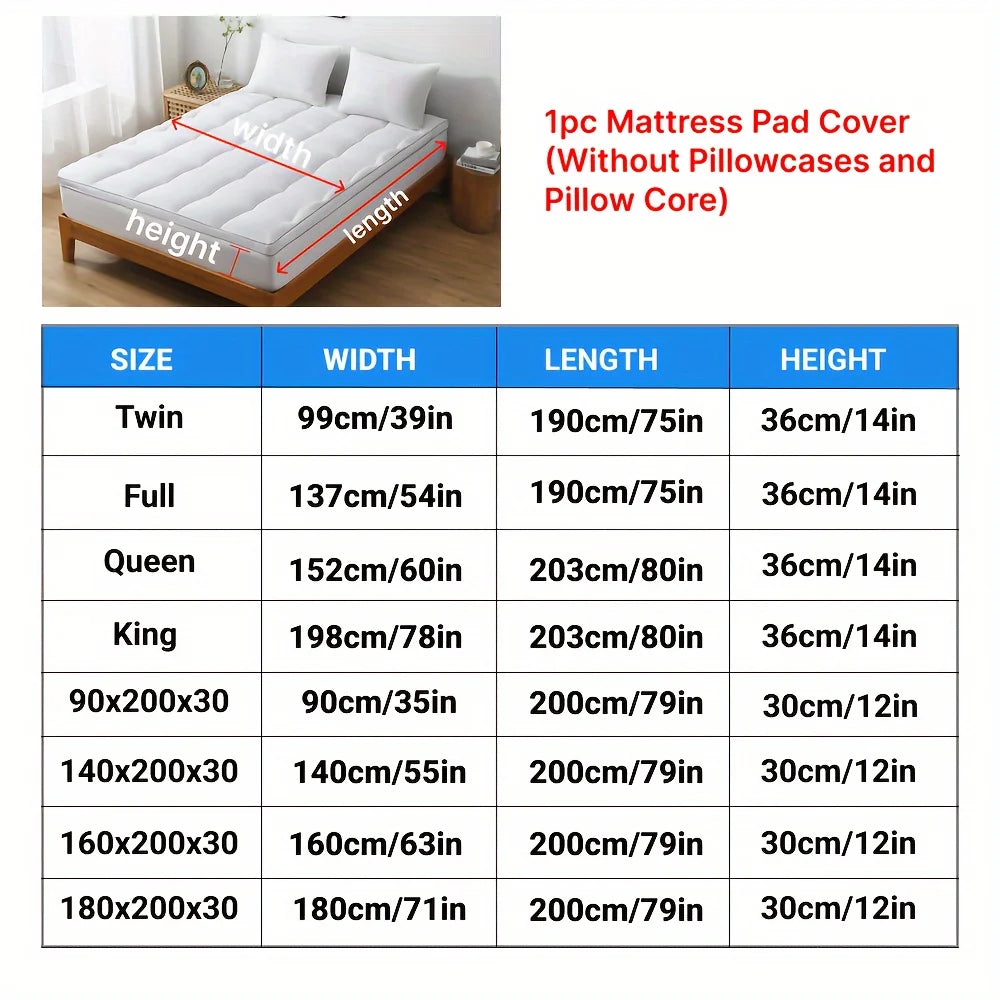 1pc Cooling Mattress Topper, Extra Thick Quilted Mattress Pad Cover with Deep Pocket, Fluffy & Soft Knitted Mattress Protector - vue 3 sur 6