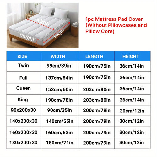 1pc Cooling Mattress Topper, Extra Thick Quilted Mattress Pad Cover with Deep Pocket, Fluffy & Soft Knitted Mattress Protector - vue 4 sur 6