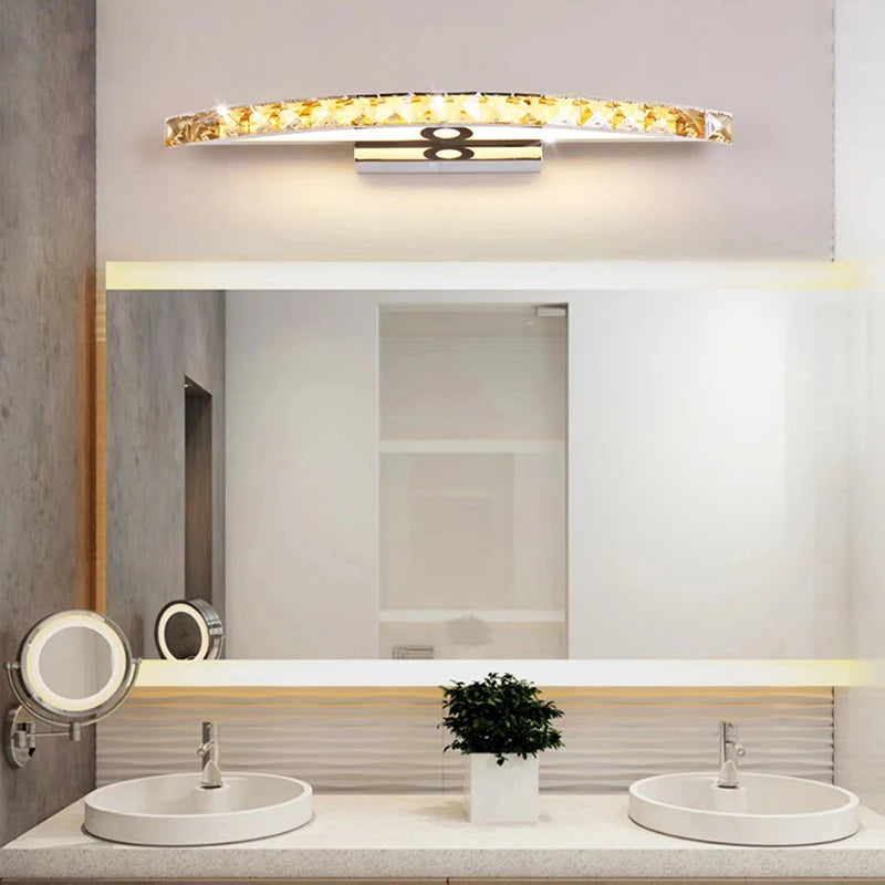 applique murale salle de bain LED miroir lumière en acier inoxydable cristal maquillage salle de bain lumières 44 cm/54 cm - vue 4 sur 10