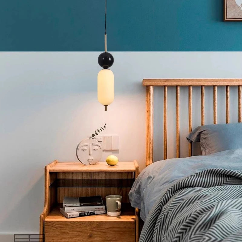 lustre en verre minimaliste éclairage créatif en marbre naturel - vue 3 sur 7