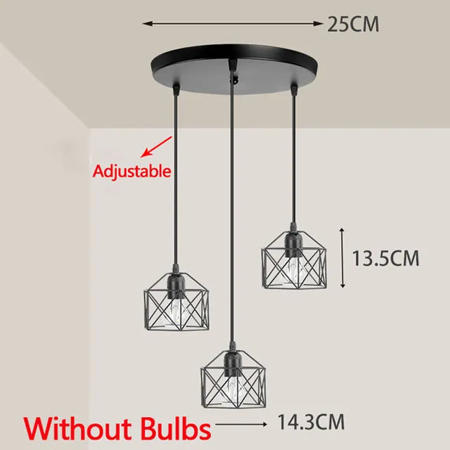Suspension lampes suspendues Vintage pour plafonnier Cage en métal nordique Led lustre lampe suspendue pour îlot de cuisine - vue 8 sur 12