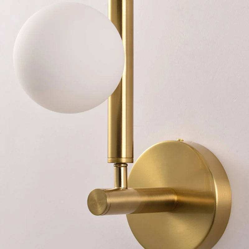 Appliques murales boule de verre blanc pour salon café chambre or noir perle applique murale salle de bain LED miroir lumière - vue 5 sur 8