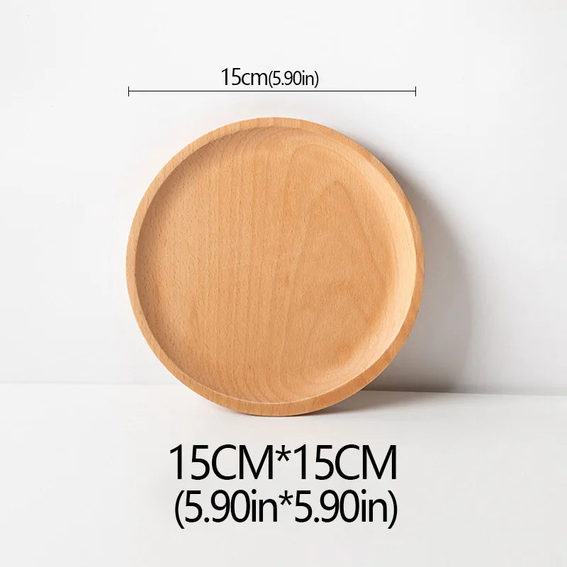 Wood Beech Plate Fruit Plate Oval Pallet trays decorative Candy Rectangular Dessert Dinner Tableware Tray, Kitchen Accessories - vue 7 sur 16