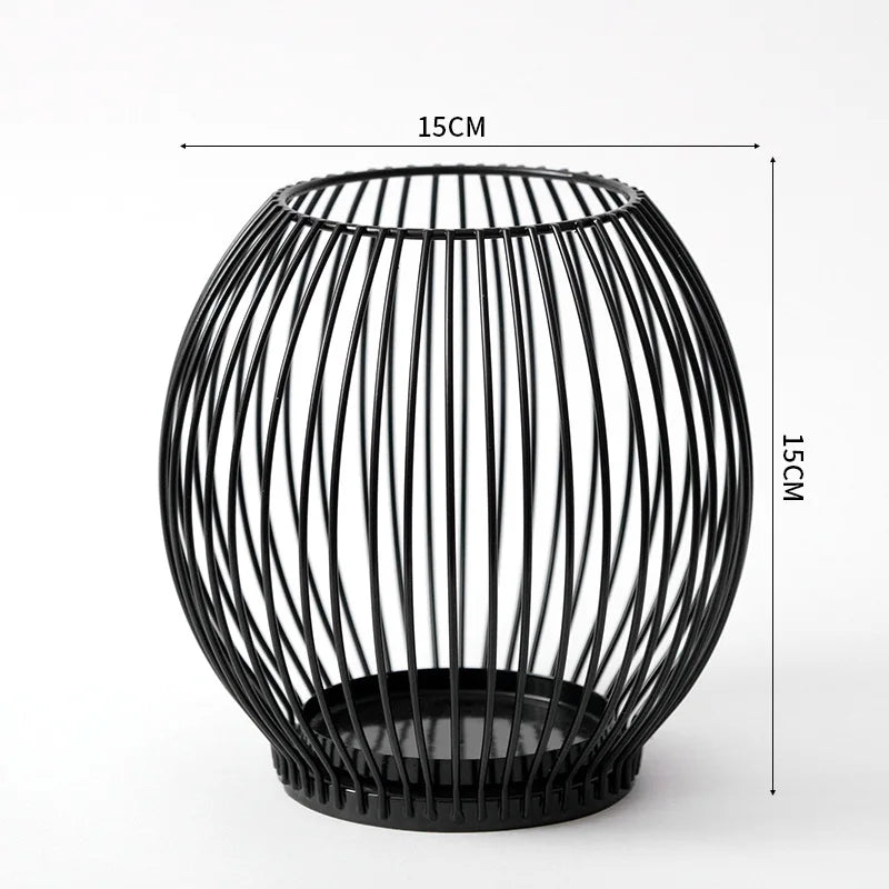 European Metal Lantern Candlestick,Arts and crafts ornaments,Gold Black Candle Holder,Home Decoration - vue 9 sur 11