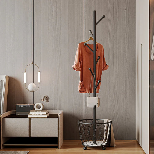 cintre à vêtements moderne avec étagère mobile à roulettes - vue 3 sur 12