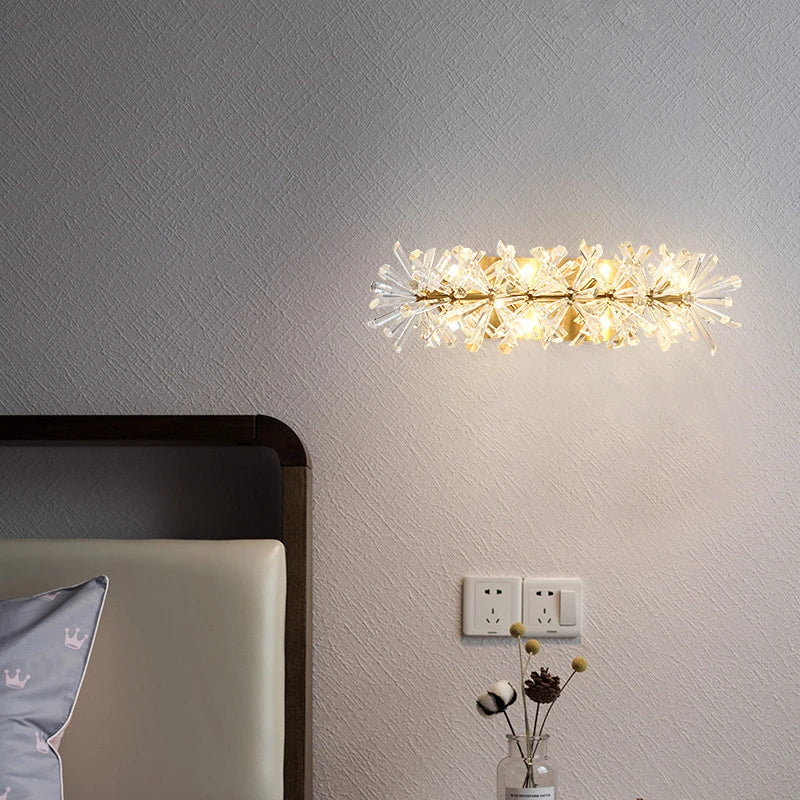 applique murale led moderne en cristal et métal doré - vue 4 sur 12