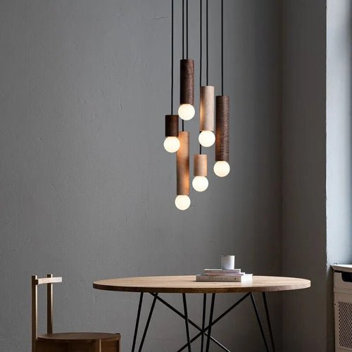 suspension noyer lustre chinois barre tête lampes