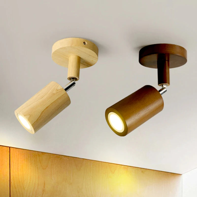 Applique murale LED nordique en bois massif - vue 6 sur 9