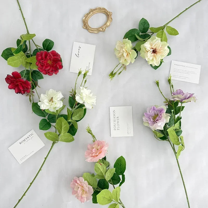 fleurs artificielles deux têtes roses décoration élégante pour intérieur - vue 6 sur 10